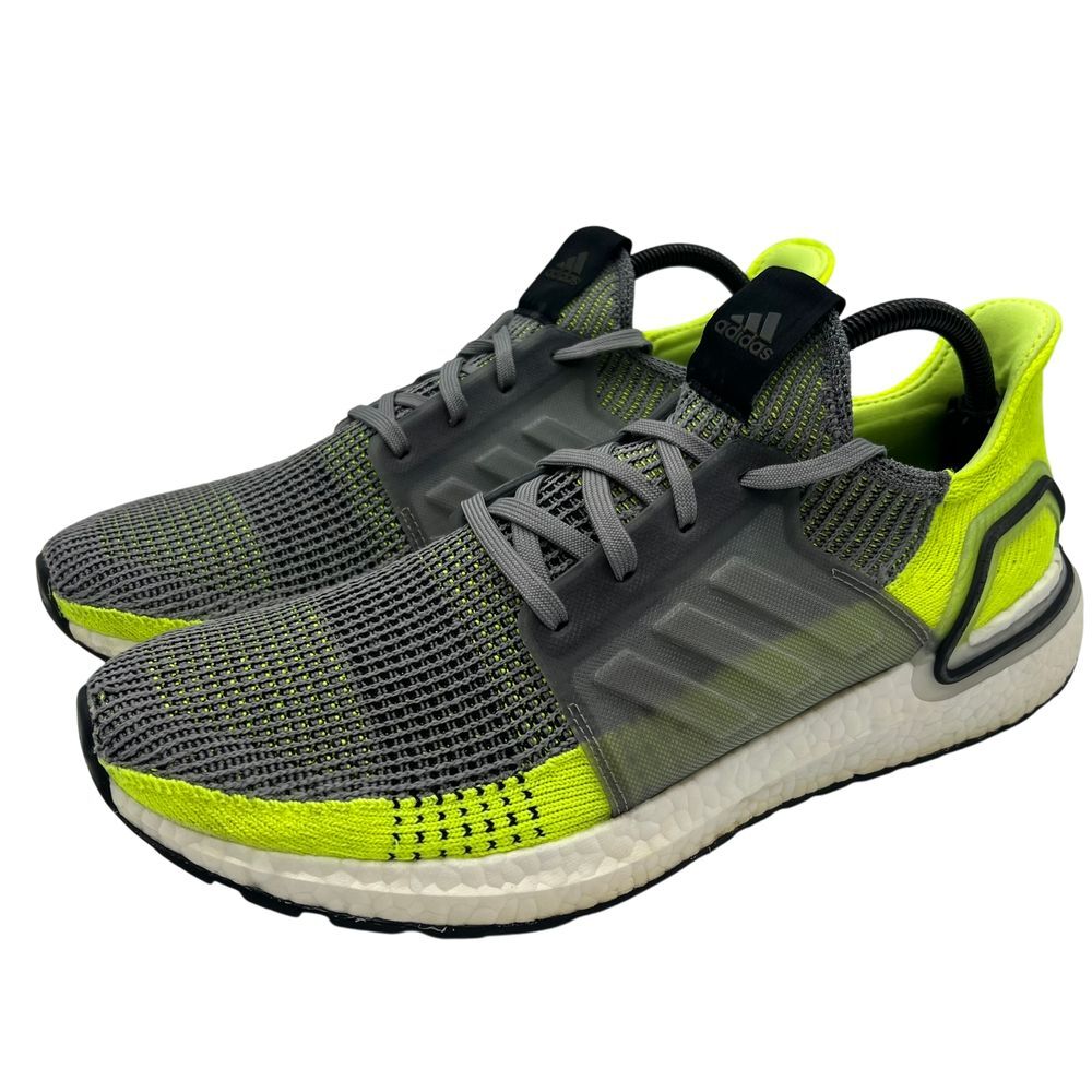 Adidas‎ Ultraboost 19 Shoes Mens Size 12 Gray Neon Yellow Running EF1343